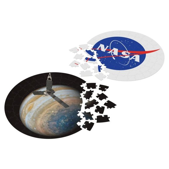 NASA 100 Piece 2-Sided Shaped Puzzle, NIB, 1 Side Earth, 1 Side NASA Logo - Picture 2 of 4